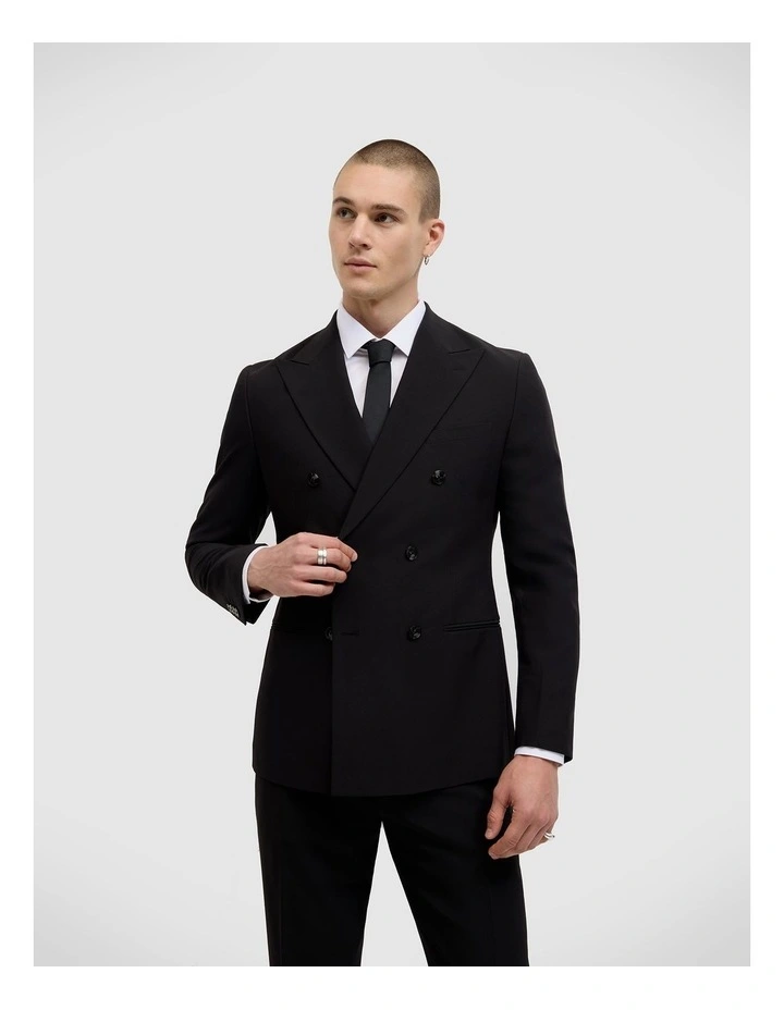 Elijah Double Breasted Tailored Jacket in Black image 2