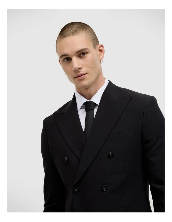 Elijah Double Breasted Tailored Jacket in Black image 3