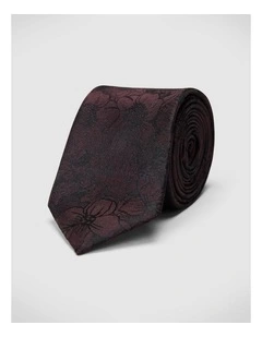 Goodwin Floral Tie in Burgundy