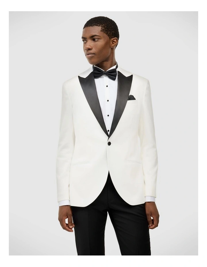 Conlon Jacquard Tuxedo Jacket in White image 1