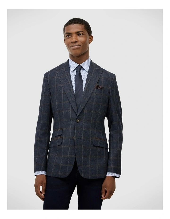 Brooks Check Blazer in Navy image 1
