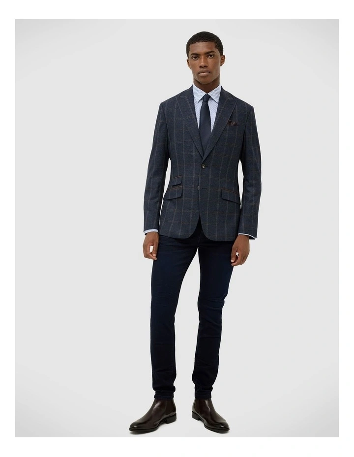 Brooks Check Blazer in Navy image 2