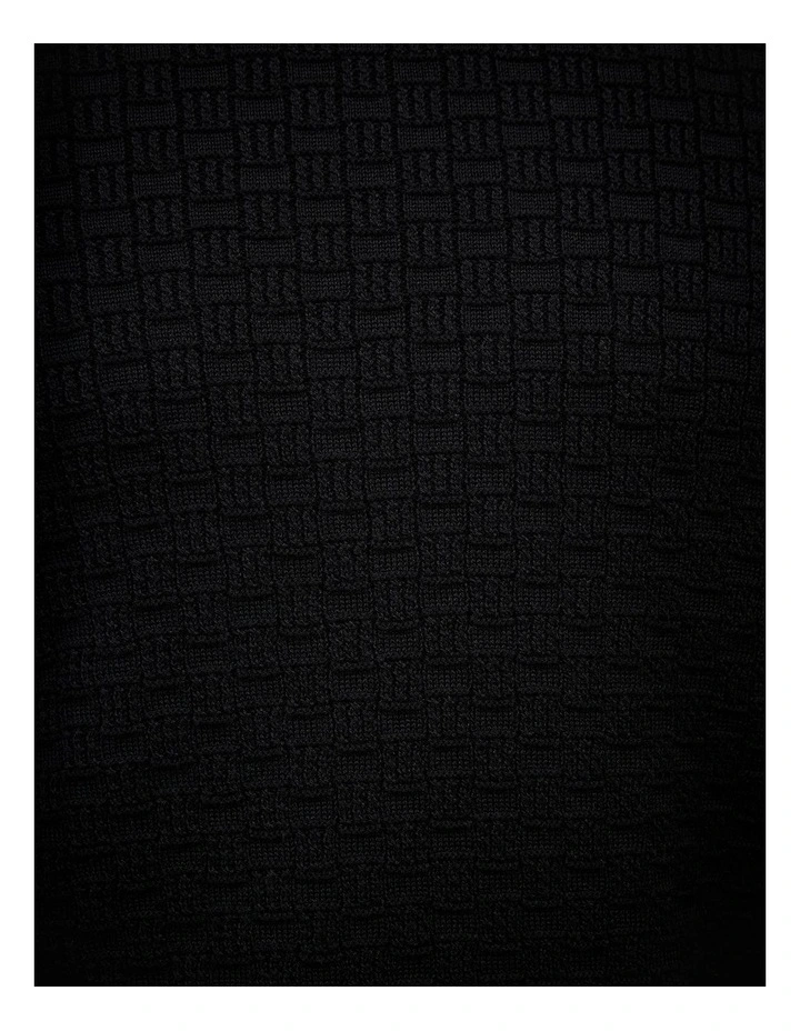Elvin Geo Textured Crew Knit Top in Black image 7