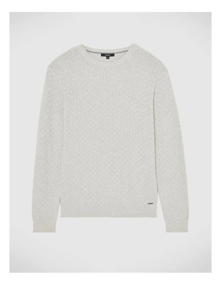 Elvin Geo Textured Crew Knit Top in Light Grey image 2