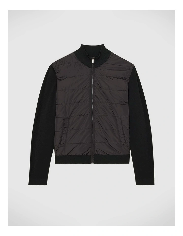 Boden Puffer Knit Jacket in Black image 2