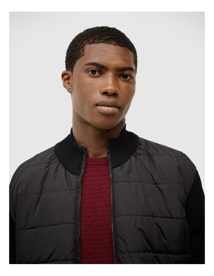 Boden Puffer Knit Jacket in Black image 4