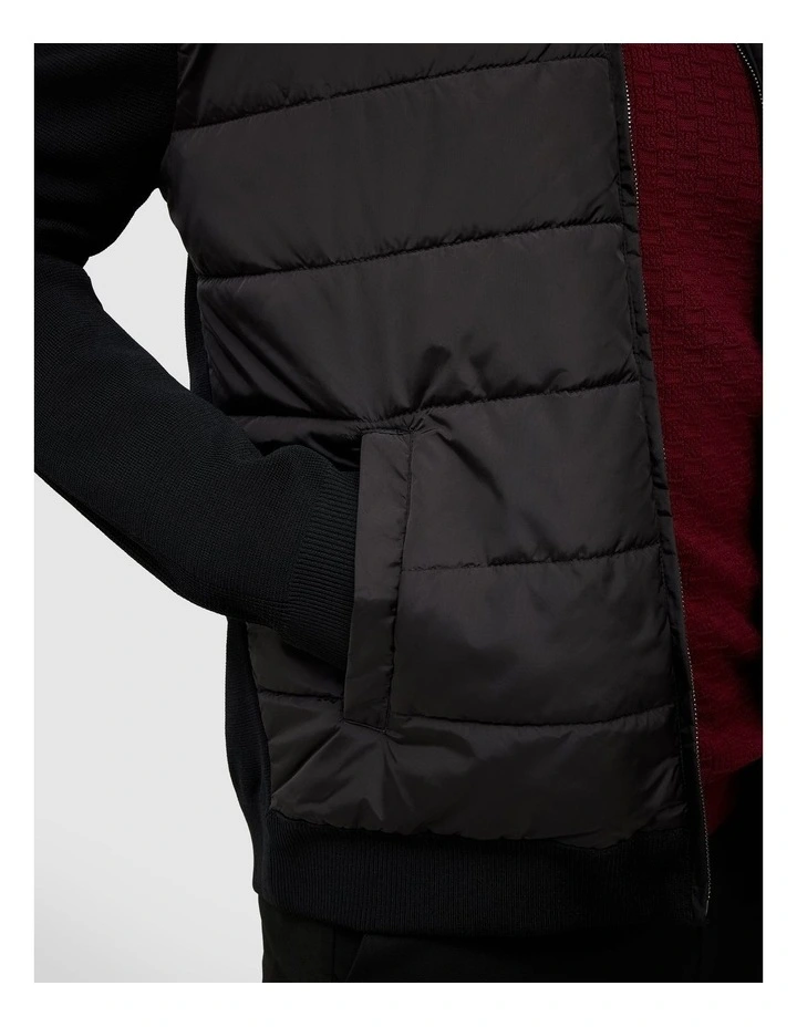 Boden Puffer Knit Jacket in Black image 7