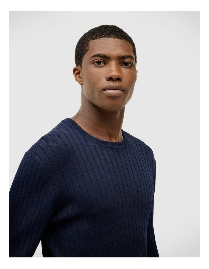 Todd Crew Knit Top in Navy image 3