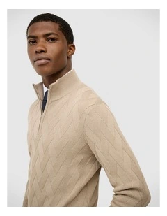 Hurley Zip-up Knit in Fawn