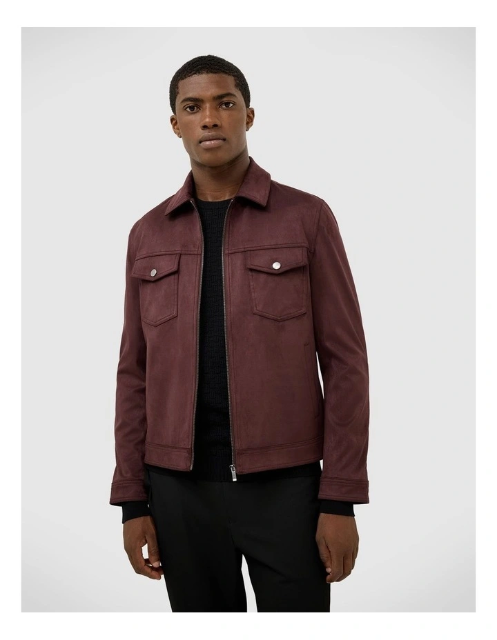 Reece Faux Suede Jacket in Burgundy image 1