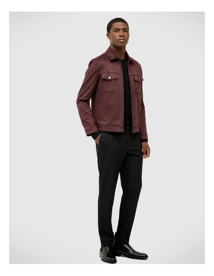 Reece Faux Suede Jacket in Burgundy image 3