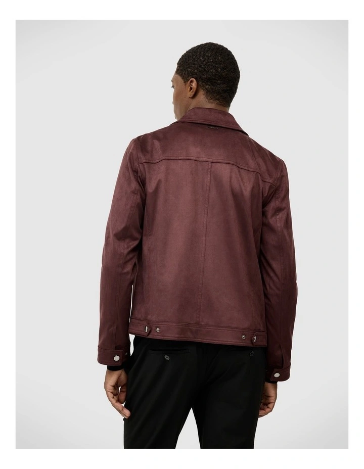 Reece Faux Suede Jacket in Burgundy image 5
