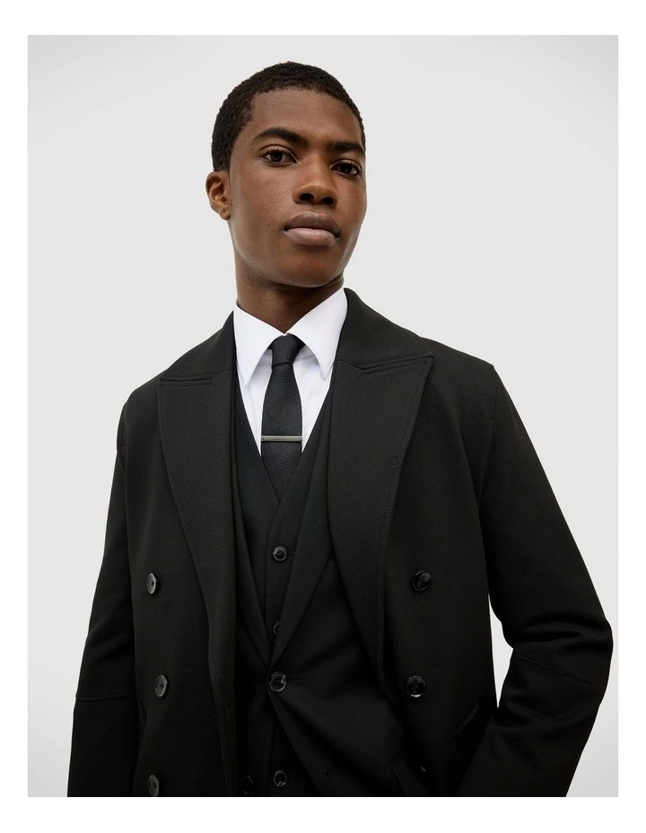 Knight Double Breasted Performance Coat in Black image 3