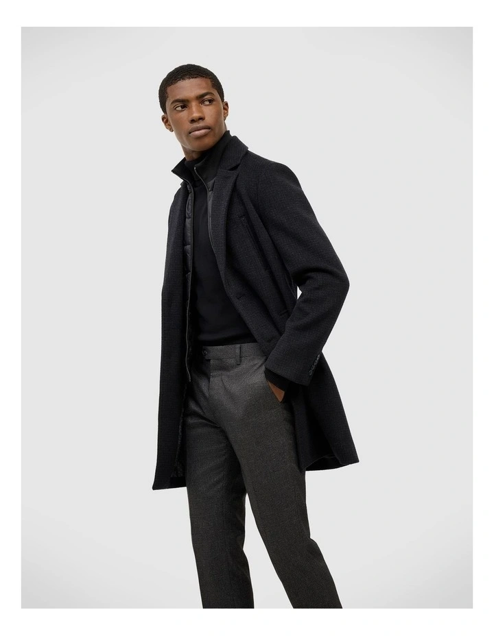 Christos Coat With Removable Puffer Insert in Black image 1