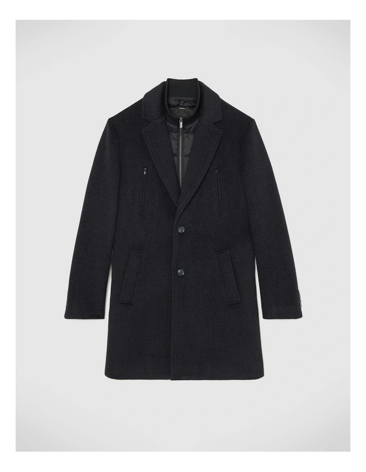 Christos Coat With Removable Puffer Insert in Black image 2