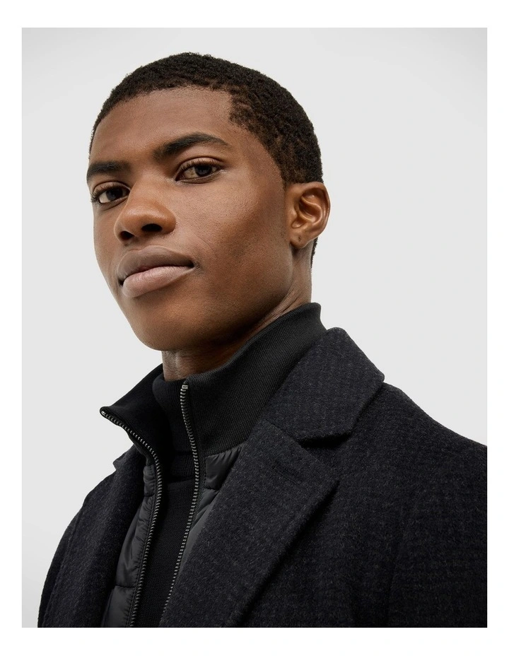 Christos Coat With Removable Puffer Insert in Black image 4