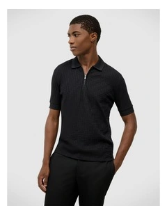 Lee Zip Up Polo in Black