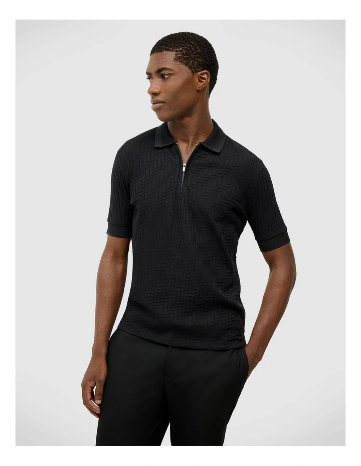 Lee Zip Up Polo in Black image 1