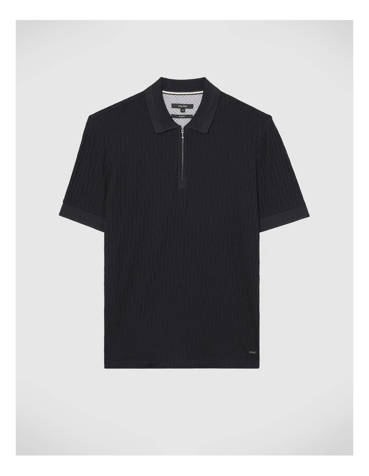 Lee Zip Up Polo in Black image 2