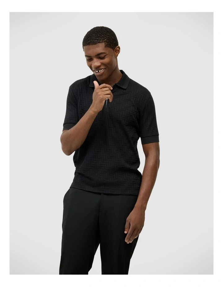 Lee Zip Up Polo in Black image 4