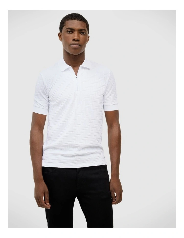Lee Zip-up Polo in White image 3