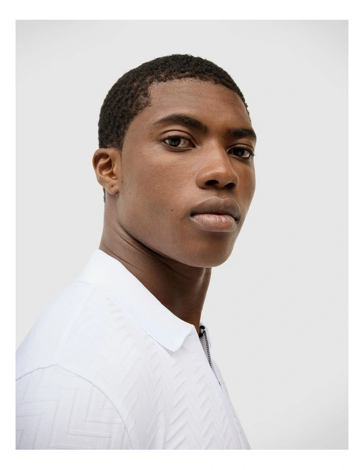 Lee Zip-up Polo in White image 4