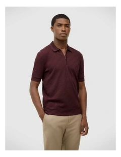 Lee Zip-up Polo in Burgundy