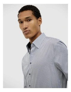 Asher Modern Geo Shirt in White/blue