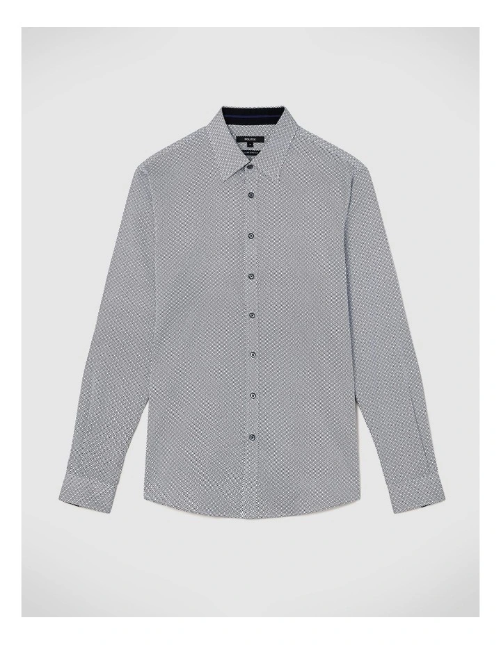 Asher Modern Geo Shirt in White/blue image 2