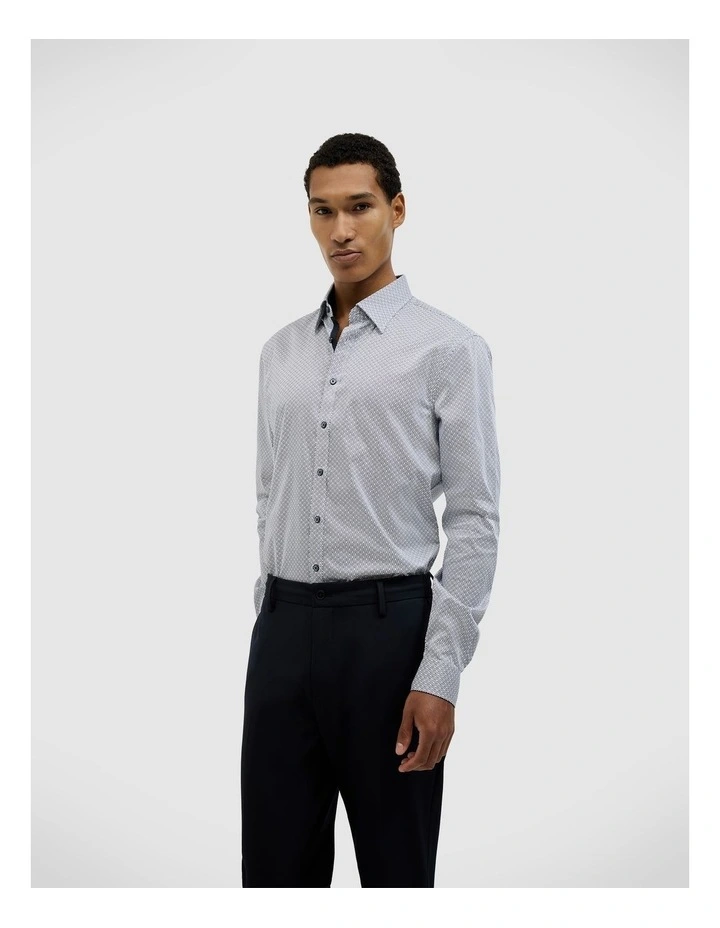 Asher Modern Geo Shirt in White/blue image 4