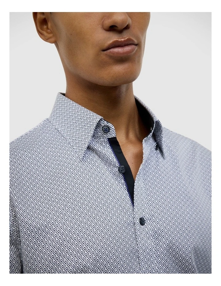 Asher Modern Geo Shirt in White/blue image 5