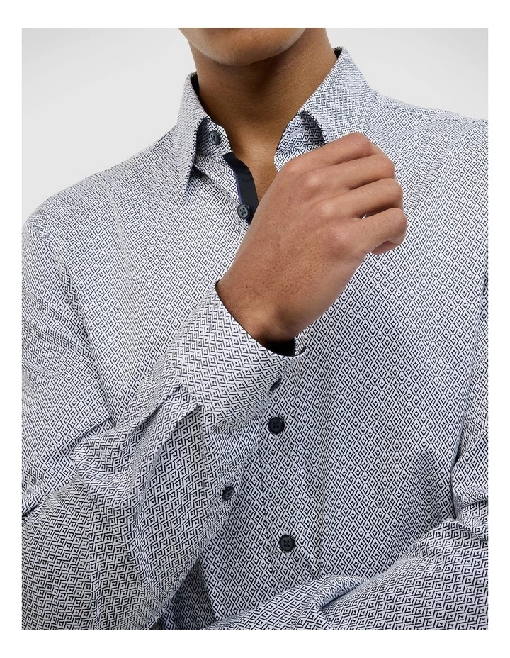 Asher Modern Geo Shirt in White/blue image 6