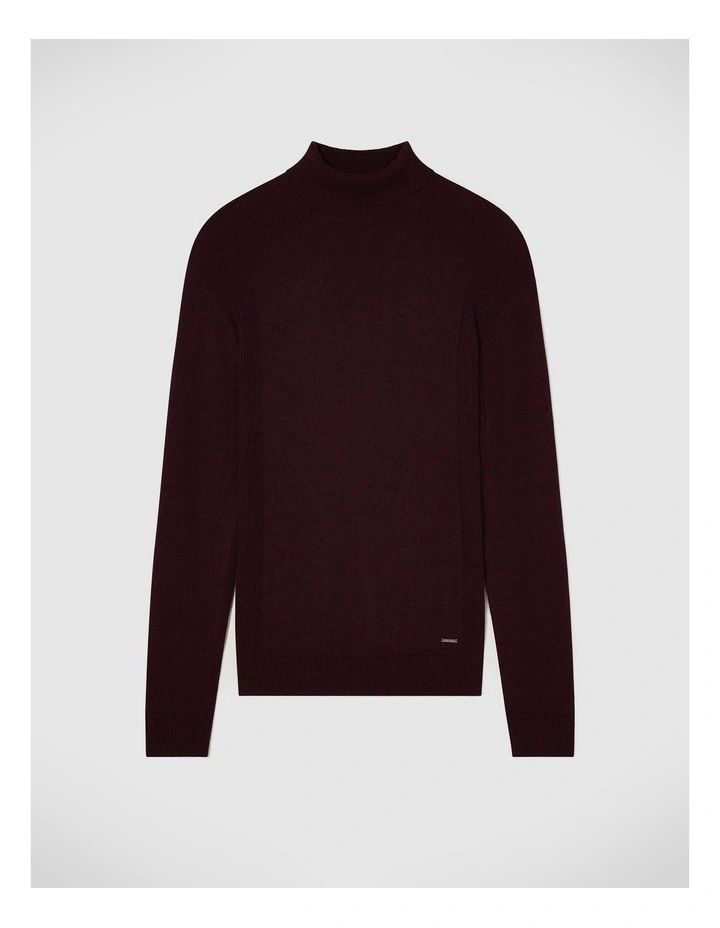 Dezra Roll Neck Knit in Burgundy image 2