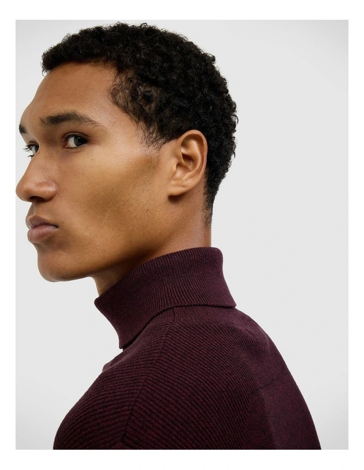 Dezra Roll Neck Knit in Burgundy image 6