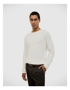 Elvin Geo Textured Crew Knit in White