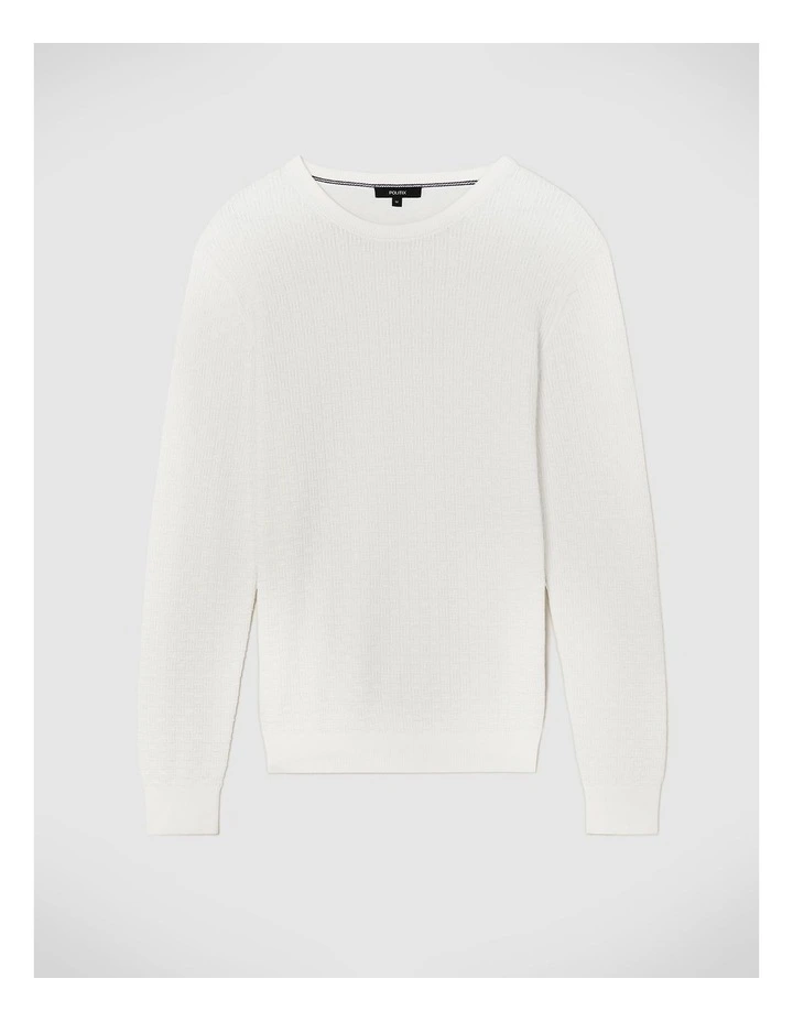 Elvin Geo Textured Crew Knit in White image 2