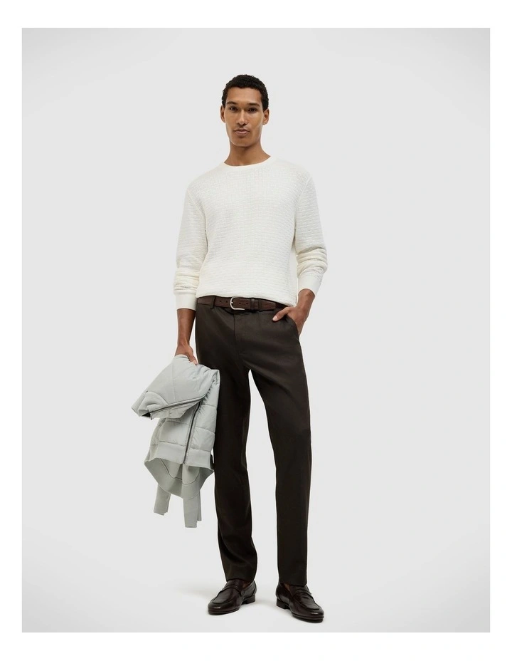 Elvin Geo Textured Crew Knit in White image 3