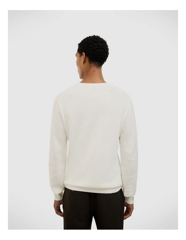 Elvin Geo Textured Crew Knit in White image 5
