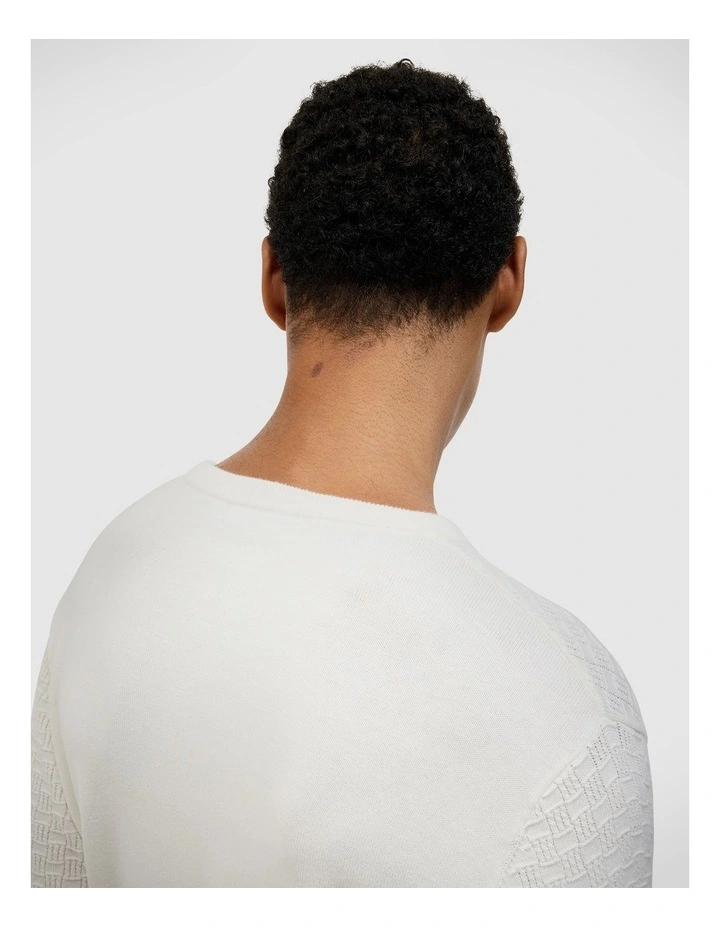Elvin Geo Textured Crew Knit in White image 6