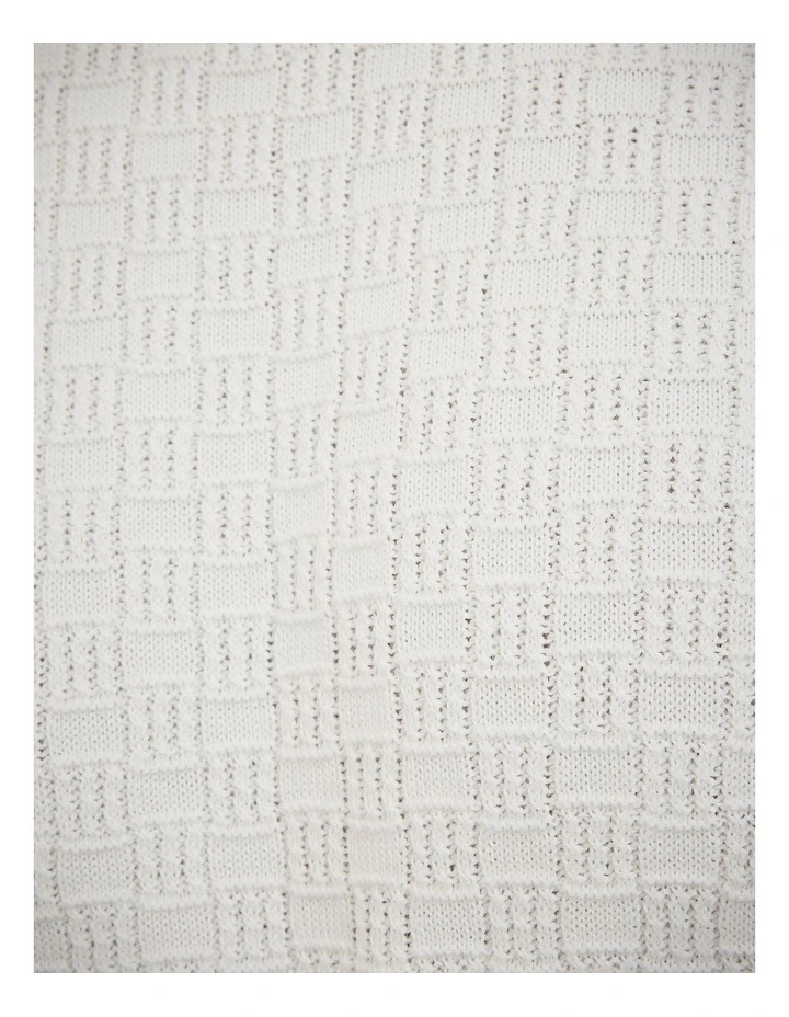 Elvin Geo Textured Crew Knit in White image 7