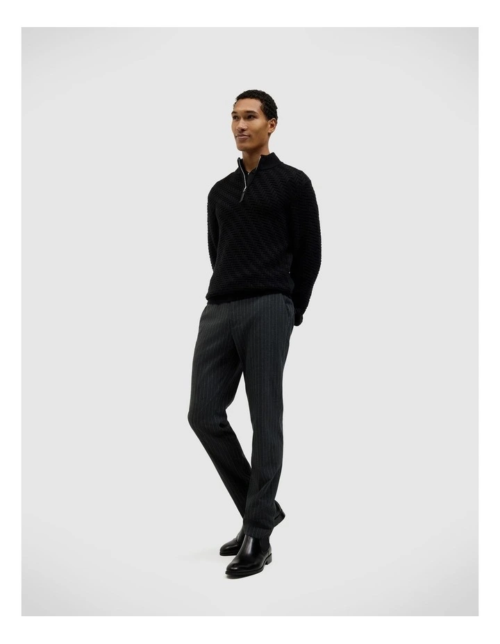 Barker Quarter Zip Knit in Black image 3