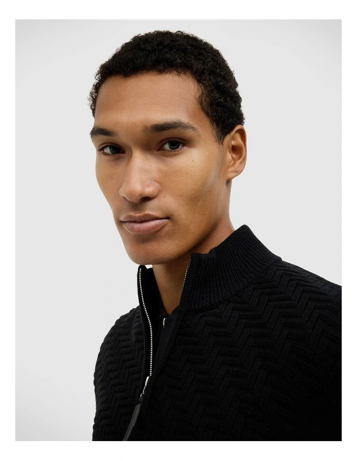 Barker Quarter Zip Knit in Black image 4