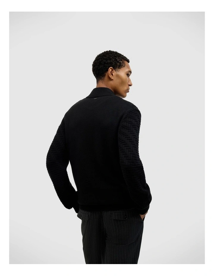 Barker Quarter Zip Knit in Black image 5