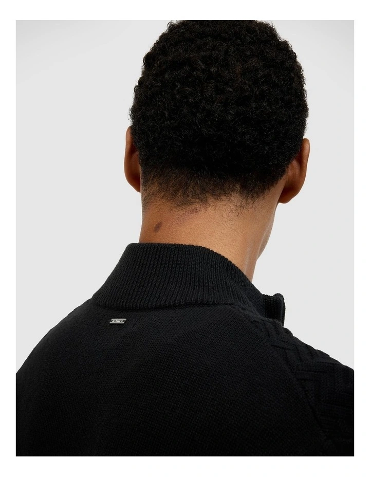 Barker Quarter Zip Knit in Black image 6