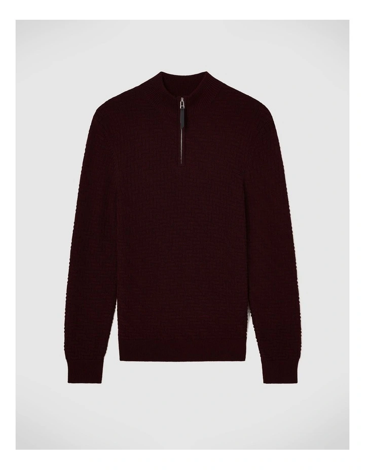 Barker Quarter Zip Knit in Burgundy image 2