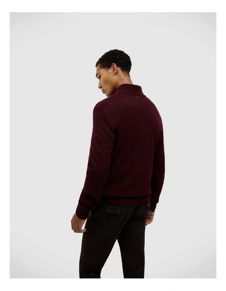 Barker Quarter Zip Knit in Burgundy image 5