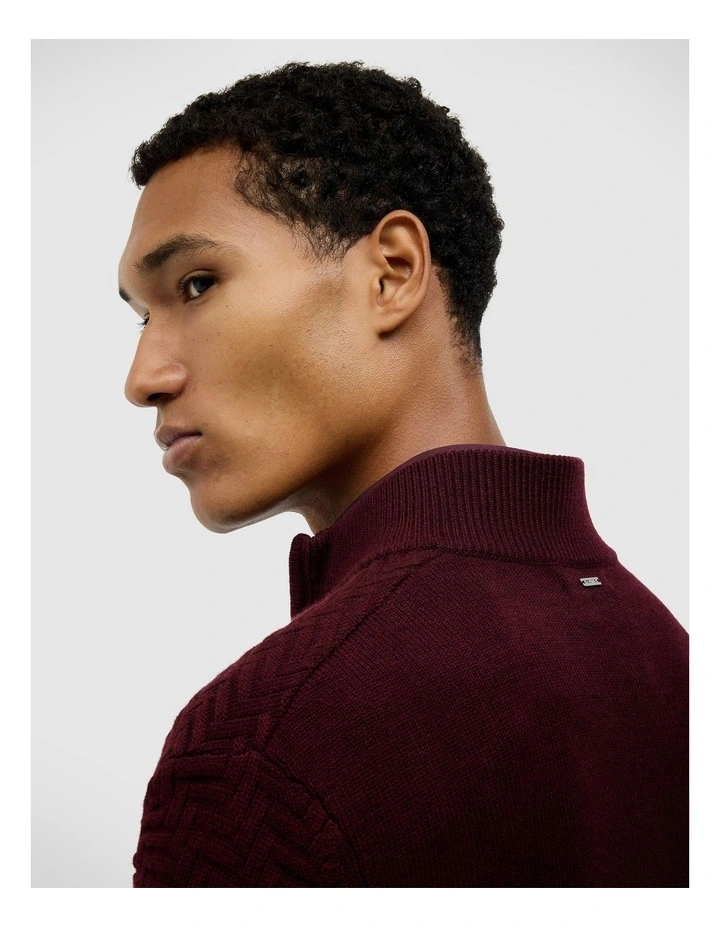 Barker Quarter Zip Knit in Burgundy image 6