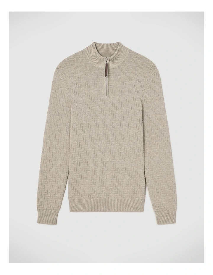 Barker Quarter Zip Knit in Fawn image 2
