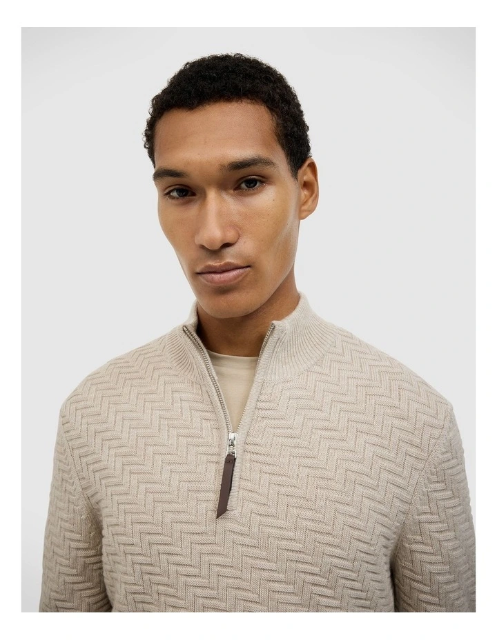 Barker Quarter Zip Knit in Fawn image 4