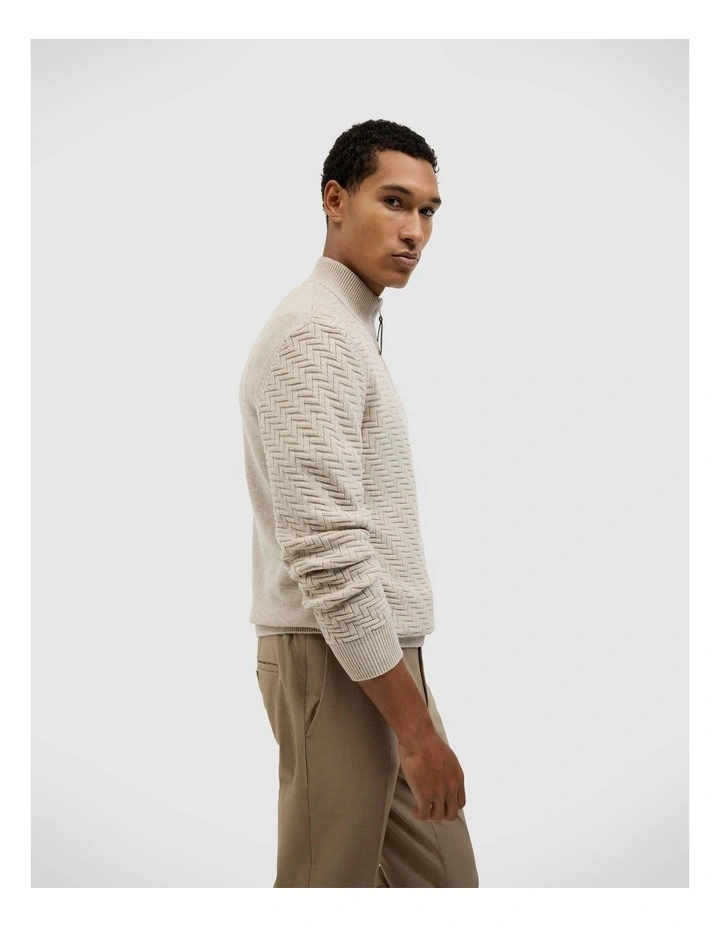 Barker Quarter Zip Knit in Fawn image 5